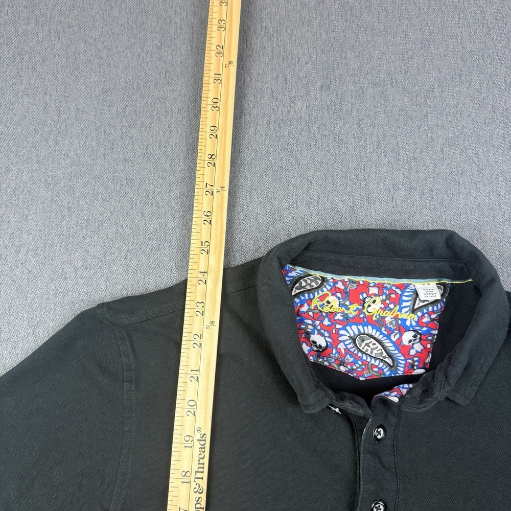 Robert Graham Mens Medium Skull Polo Shirt Black Embroidered Classic Fit 157711 - Picture 5 of 7